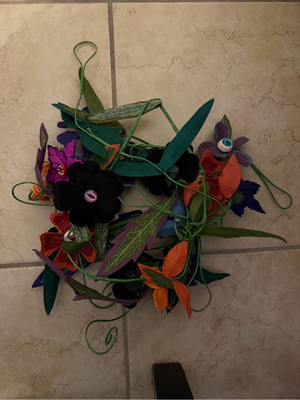 Target Halloween Multicolor Fabric Flower Vine Garland with Green Leaves